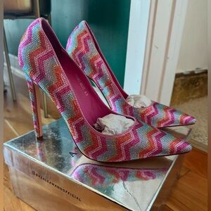 AZALEA WANG MY EVERYTHING EMBELLISHED CHEVRON PUMP - valentines- pink orange